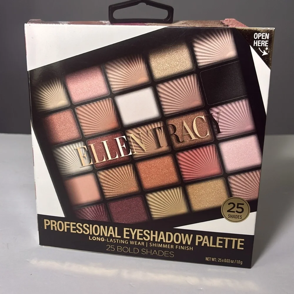 ✨🌿Ellen Tracy Professional Eyeshadow Palette – 25 Bold Shades